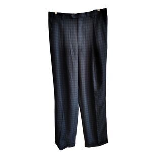 NWT Blu Martini Women's 34W Navy Blue Plaid Expanding Waist Dress Pants‎